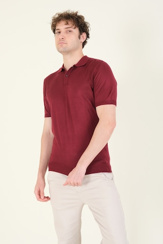 Giyim Dünyası Erkek Yanları Desenli Polo Yaka Merserize T-shirt Bordo 001