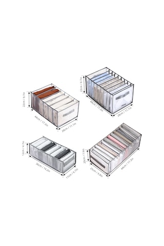 Hangfox Giyim Düzenleyici Seti - Çok Bölmeli, Katlanabilir, Yıkanabilir Nilon Organizerler 6+7+9+12 Bölmeli - Dolap Ve Seyahat İçin Uygun Gri