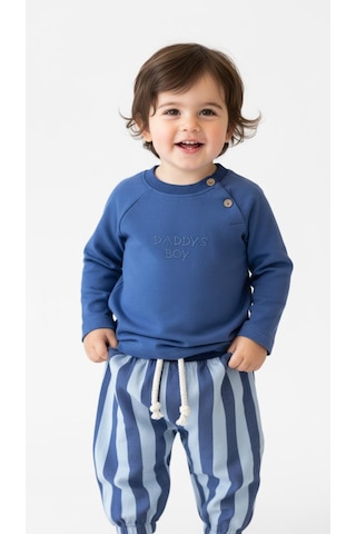 Miababy Çizgili Mummy&dadys Boy 2 Li Takım İndigo