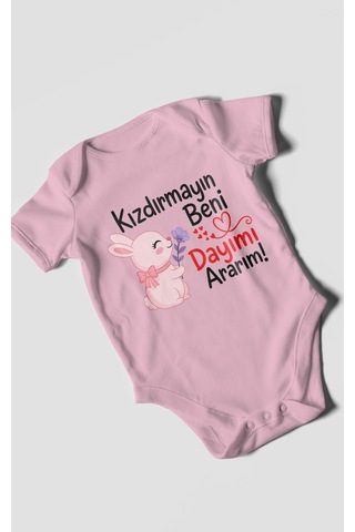 Morivokids Kızdırmayın Beni Dayımı Ararım Kısa Kollu Bebek Body %100 Pamuk Zbn165-kk Koyu Pembe