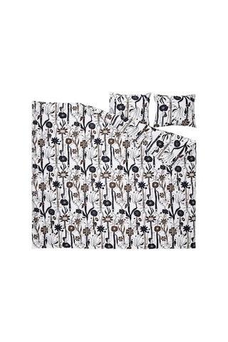 Ikea Lundskaftıng Çift Kişilik Nevresim Takımı 220 X 240 Cm Beyaz - Siyah - Kahverengi Çok Renkli