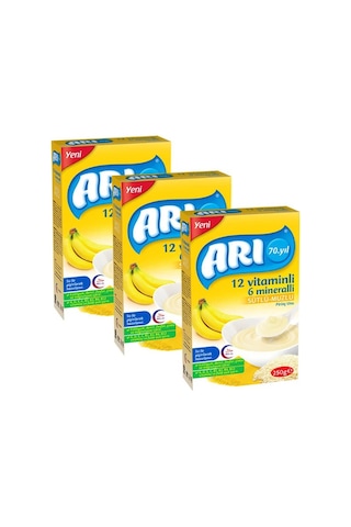 Arı 12 Vitaminli 6 Mineralli Sütlü Muzlu 6+ Ay Pirinç Unu 3 x 250 G
