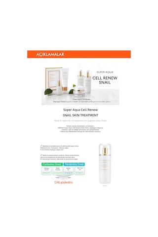 Missha Super Aqua Cell Renew Snail Skin Treatment Salyangoz Özlü Nemlendirici & Aydınlatıcı Esans 130 ML