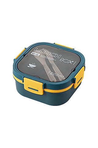 Qingmipy 4 Bölmeli Çift Katmanlı Salata Saklama Kabı, Soslu Seyahat Ve Okul İçin Pratik Yemek Taşıma Çözümü Mavi