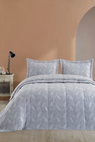 Elart Stil Yatak Örtüsü Elyaflı 270x260 Cm Gri Gri