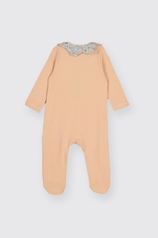 Panço Liberty Kumaş Yakası Çiçek Detaylı Yenidoğan Tulum Pembe 5611GN30001