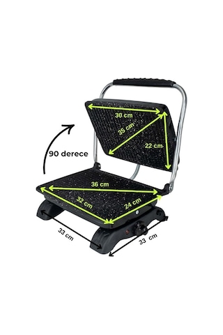 Dökümix Demir Döküm Granit Siyah 1800 Watt 4-6 Dilim Ev-sanayi-büfe Tipi Tost Makinası Ve Izgara