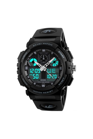 Yunboo Skmeı Erkek Spor Saati 1270: Çift Zaman, Kronometre, Alarm, 5atm Su Geçirmez, Işıklandırmalı, Kuvars+dijital Hareket Çok Renkli