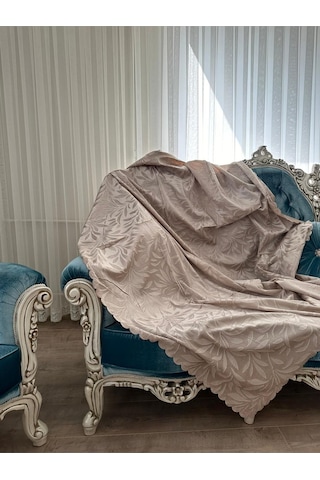 Muteks Kaymaz Tabanlı Tay Tüyü Çekyat, Koltuk, Kanepe Örtüsü Bej Renk 175x210cm