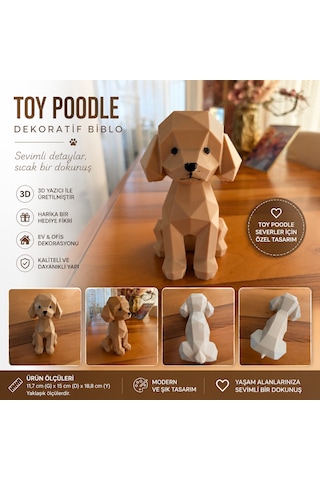 Toy Poodle Köpek Figürü Dekoratif Biblo 3d Baskı Sevimli Köpek Dekoru 11,7 15 18,8 Cm -
