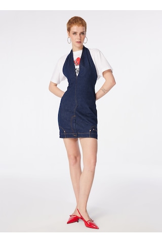 Moschino Jeans Mavi Kadın V Yaka Elbise 241k1a0404 İndigo
