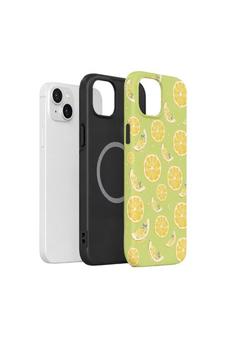 Apple iPhone Uyumlu 13 Vorian Çift Katmanlı Magsafe Kılıf Lemonade Garden