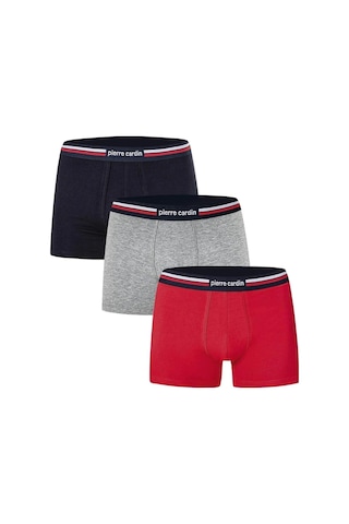 Pierre Cardin 395 Erkek Lastiği Çizgili 3'lü Boxer-kırmızı&grimelanj&lacivert Kırmızı&grımelanj&lacıvert