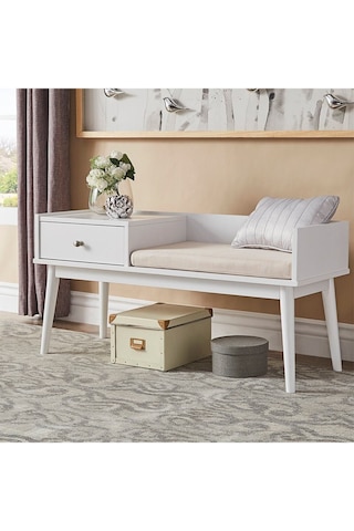 Skyler Beyaz Ahşap Benç