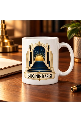 Mmb-trade Bilginin Kapısı Tasarımlı Porselen Kupa - Model 683 Mmbz