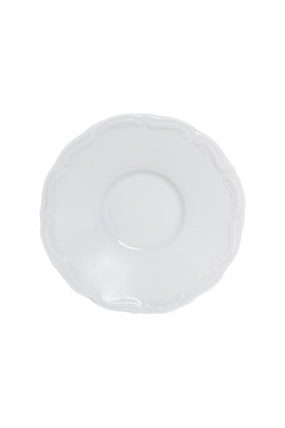 Maria Beyaz Rölyefli Çay Tabağı 6'lı(şekerin Islanmasını Önleyen