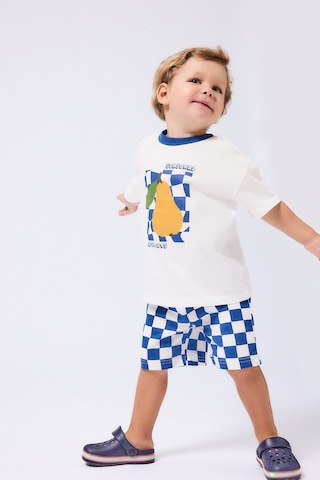 Defacto Regular Fit Beli Bağcıklı Dama Desenli Kalın Kumaş Şort Erkek Bebek I6212a526hsın176 İndigo-ın176