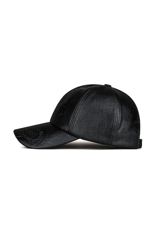 Valkyrie Erkek Siyah Deri Şapka Kavisli Siperlikli Ayarlanabilir Spor Günlük Baseball Cap