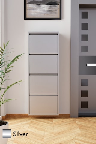 Evdemo 4 Kapaklı Metal Ayakkabılık Silver