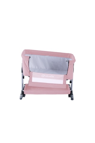 Baby Storch - Sallanabilir Anne Yanı Portatif Beşik Pembe - Yükseklik Ayarlı, Cibinlik ve Tekerlekli Pembe