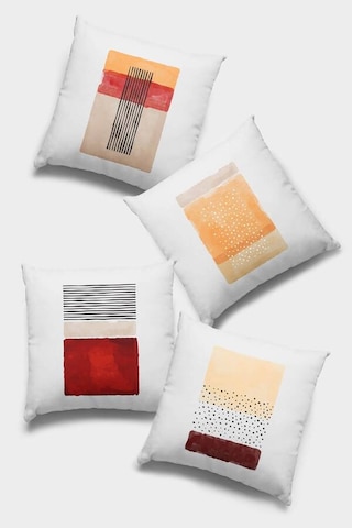 Turuncu Geometrik Çift Taraf 4'lü Set Kırlent Kılıfı 4kr020n11