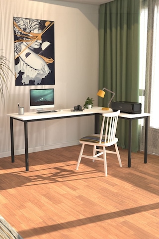 Viva L Çalışma Masası Bilgisayar Masası Ofis Masası 150x55 Beyaz