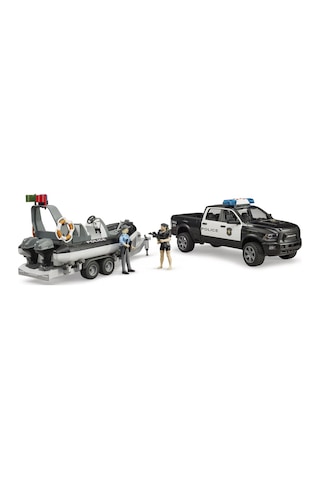 Bruder Ram 2500 Polis Aracı ,Römork, Zodyak, 2 Figür ve Aksesuarl