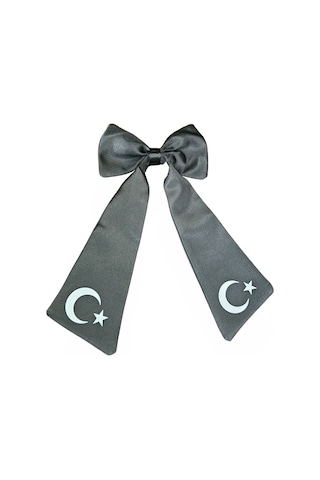 Ay Yıldızlı Fiyonklu Siyah Saç Tokası Siyah