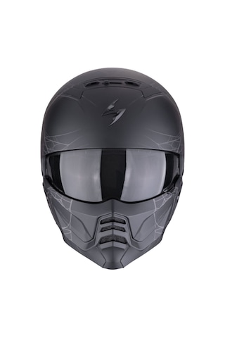 Scorpion Exo Combat 2 Spider Web Modüler Motosiklet Kaskı Mat Siyah Gümüş - Gümüş