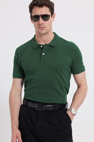 Tudors Erkek Slim Fit Dar Kesim %100 Pamuk Kısa Kollu Polo Yaka Yeşil Tişört-50258