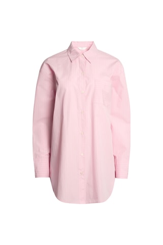 Marks & Spencer Saf Pamuklu Çizgili Poplin Pijama Üstü T37003702T Pembe