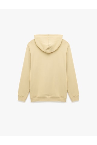 Koton Üç İplik Uzun Kollu Baskılı Kapşonlu Sweatshirt Bej 7wam70104mk Ekru