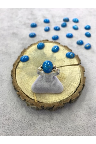 Turkuaz Firuze Taşlı Gümüş Yüzük 925 Ayar - 307786606