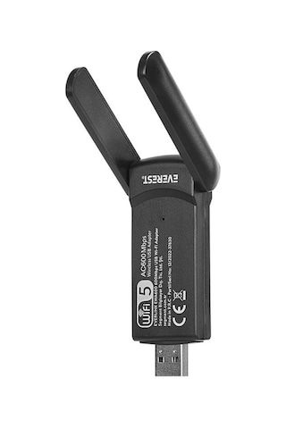 Everest Everlınk Ewa600 600mbps 2.4ghz/5ghz Wıfı-5 Ac600 Rtl8811 2 2dbi Antenli Usb Kablosuz Adaptör