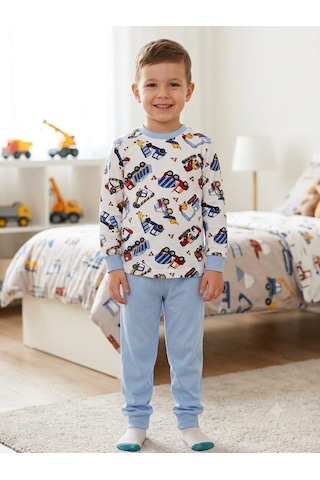 Kapitex Erkek Çocuk Pijama Takımı Açık Mavi