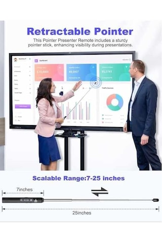Hp Ss232 Teleskopik Kablosuz Sunum Kumandası Kırmızı Lazerli Type-c Şarjlı Dokunmatik Kalemli
