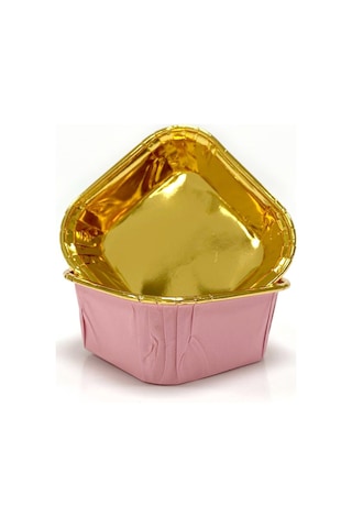 Dolphin Muffin Kare Kağıt Pembe Altın Cupcake Kek Kalıbı Kapsülü Kabı - 25 Adetlik 10 Paket Renkli