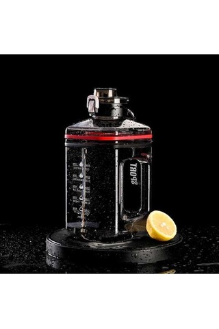 Ulzyvf Büyük 2.2l Spor Su Matarası - Taşıma İpiyle Pratik Fitness Şişesi Siyah, Mavi Siyah