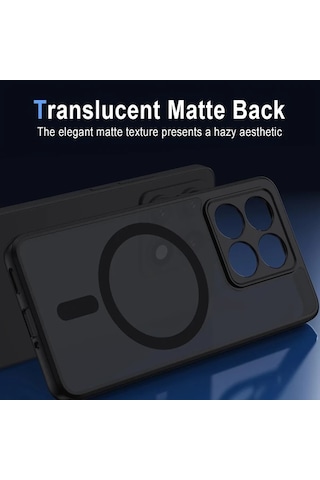 Motion003 Xiaomi 14t Pro Siyah Manyetik Koruyucu Kılıf Mi 14t Pro Armor Funda Şeffaf Mat Darbeye Dayanıklı
