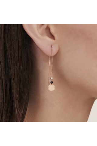 Altınbaş Pırlanta Spinel Taşlı Çiçek Küpe INT119P-14K