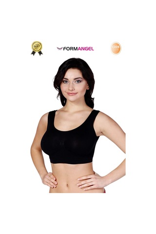 Form Angel Büstiyer Dikişsiz Seamless Kadın Esnek Yumuşak Kumaş Kalın Askılı Pedsiz Spor Büstiyer - 2 Adet Siyah