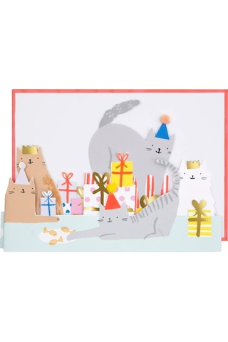 Meri Meri - Cat Concertina Card - Kedi Tebrik Kartı