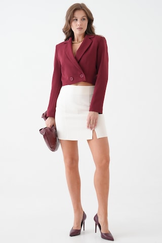 Saade Sââde Kadın Regular Fit Kruvaze Kapama Dokuma Crop Blazer Ceket -şık & Spor Bordo