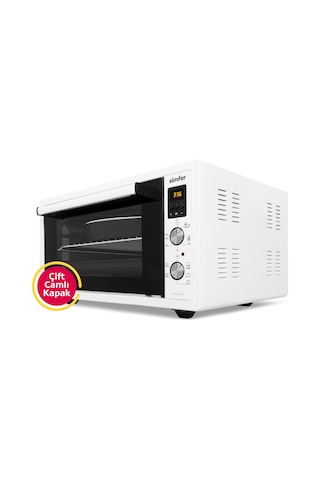 Simfer 4558 Beyaz 45 LT Turbo Fan Mini / Midi Fırın -  6 Fonksiyon, Dijital Ekran, Pop-Up Düğme,Yoğurt Yapma