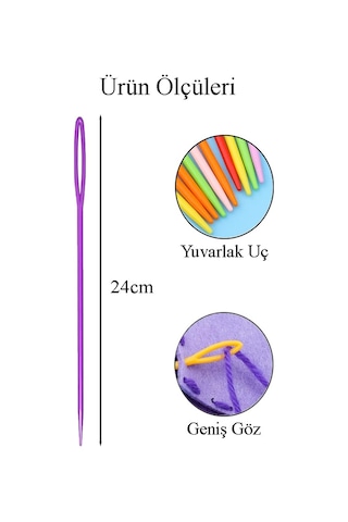 Renkli Plastik Çuvaldız Yün İğnesi 24 Cm 20 Adet Plastik Dikiş İğnesi Yün Örgü Dikme İplik İğne Dokuma İğnesi
