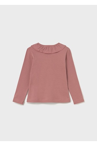 Mayoral Pembe Fırfırlı Yaka Nervürlü Polo Tişört 2112 Pembe