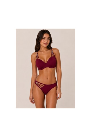 Pijamask Kadın Destekli Balenli Sütyen Ve Bikini Külot Takımı İnce Askılı Şık İç Giyim Seti 80349t Bordo