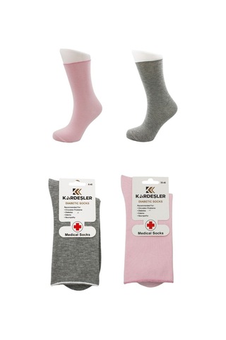Kadın Çok Renkli Soket Diyabetik Şeker Çorabı Pamuklu Sıkmayan Çorap 6'lı Paket Çok Renkli
