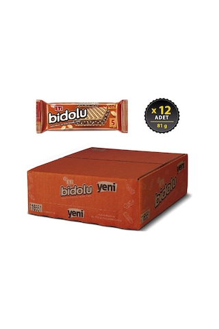 Eti Bidolu Kakao Kremalı Yer Fıstığı Parçacıklı Gofret 12 x 81 G