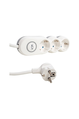 Vea Ve2s3s 3 Lü Anahtarlı Çoklu Priz 2 Metre Uzatma Kablosu 3500 Watt 10 Amper Bakır Kablo